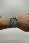 Mens Iced Out Watch Iced Face Silver