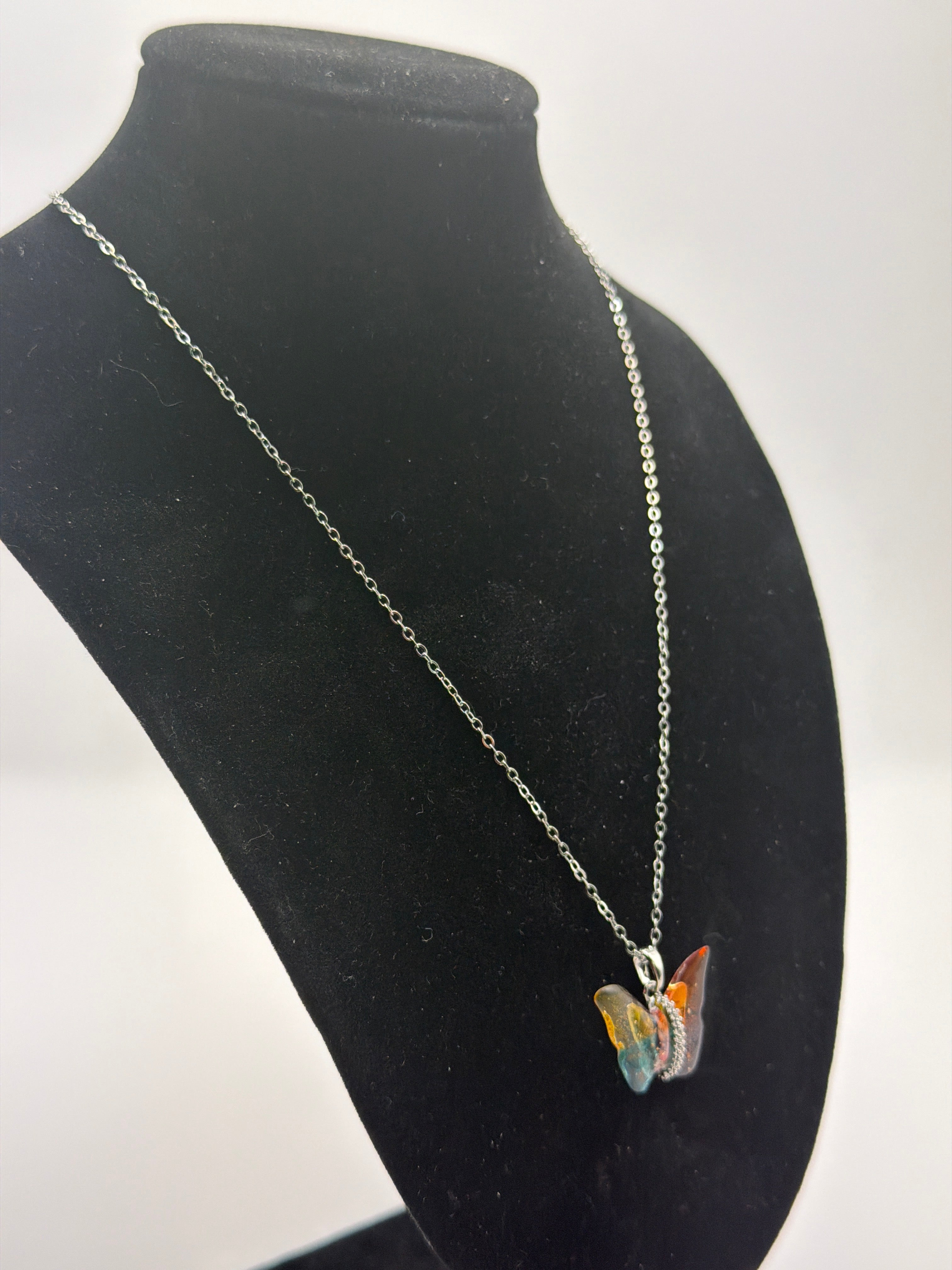 Rainbow Colorful Butterfly Necklace