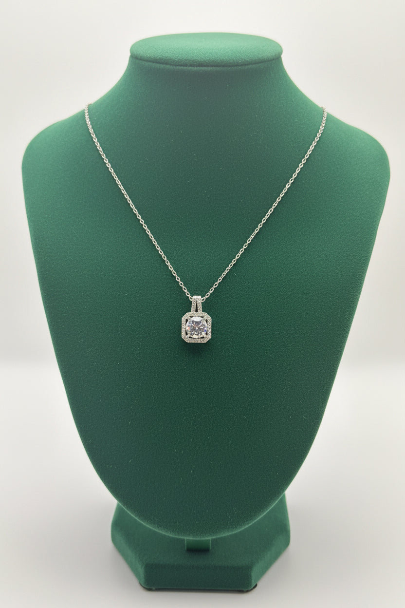Micro Inlaid Zircon Square Diamond Necklace