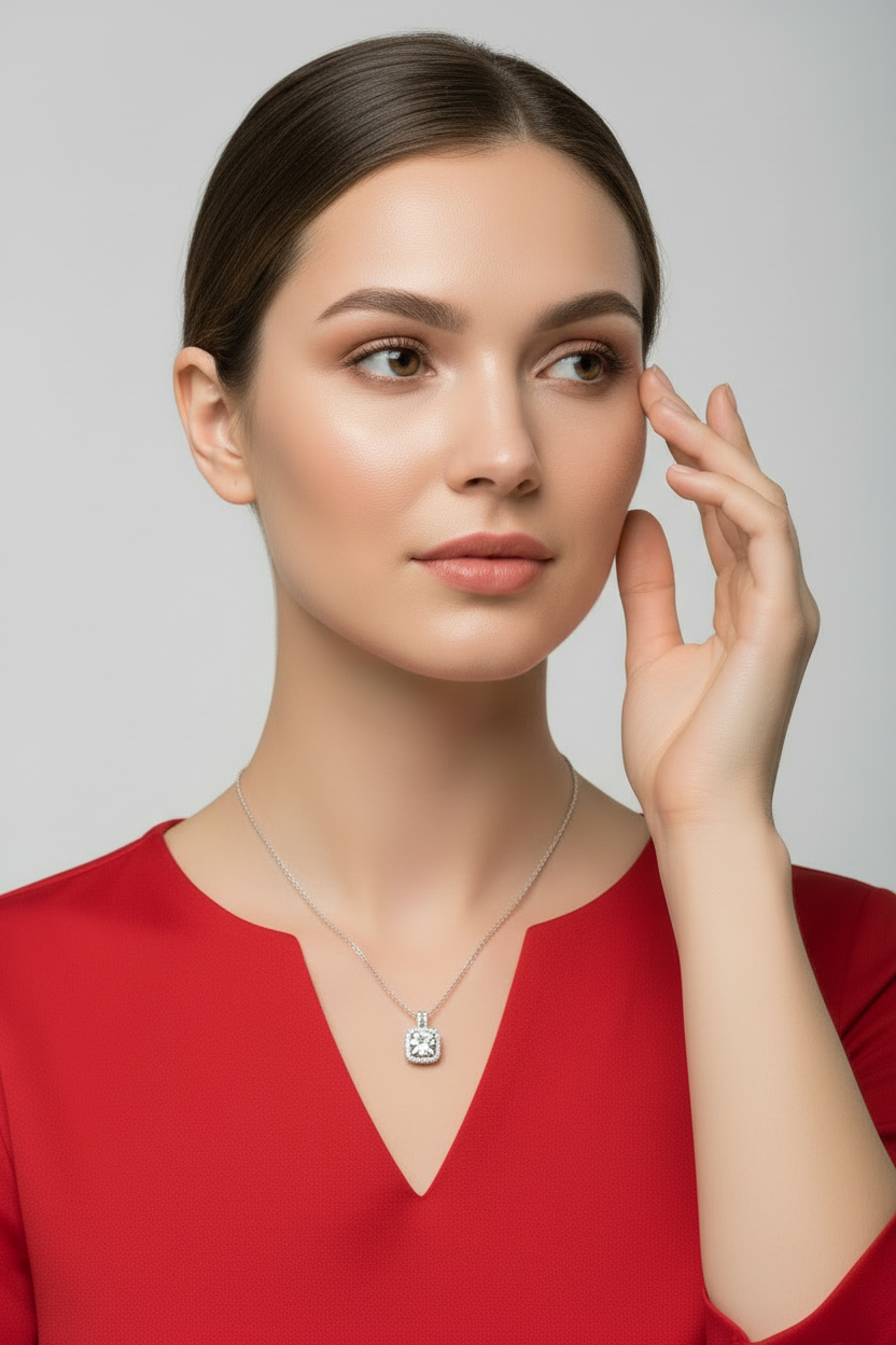 Micro Inlaid Zircon Square Diamond Necklace
