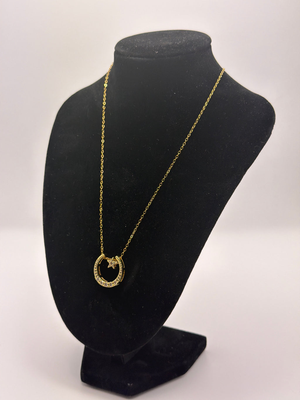 Gold Cool Sun Moon Star Gem's Necklace