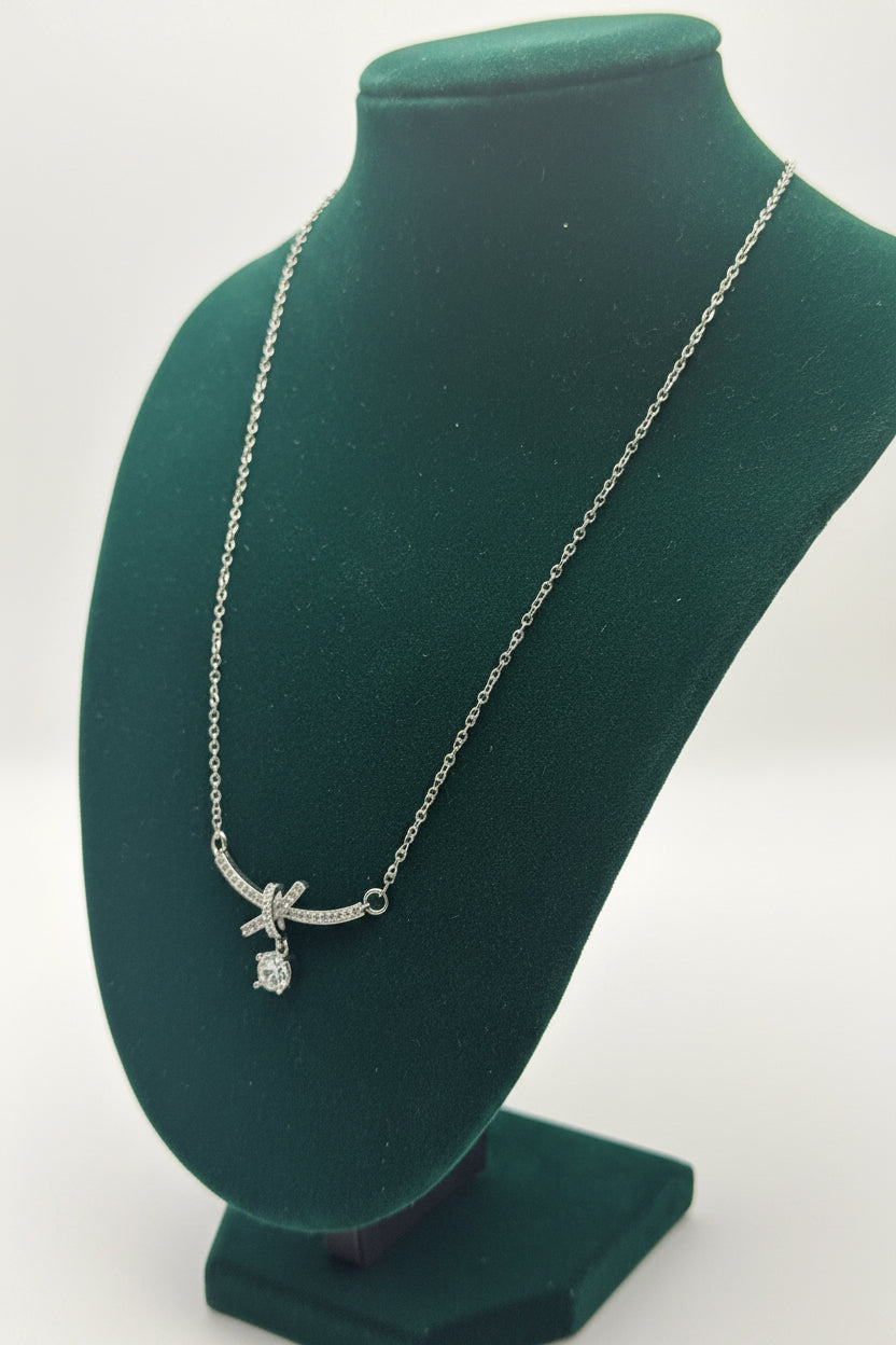 Bowknot Water Drop Gem Dream Necklace