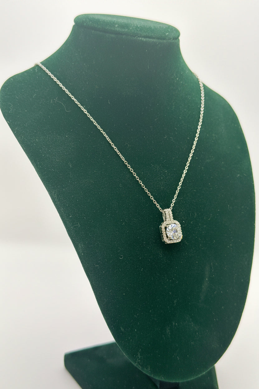 Micro Inlaid Zircon Square Diamond Necklace