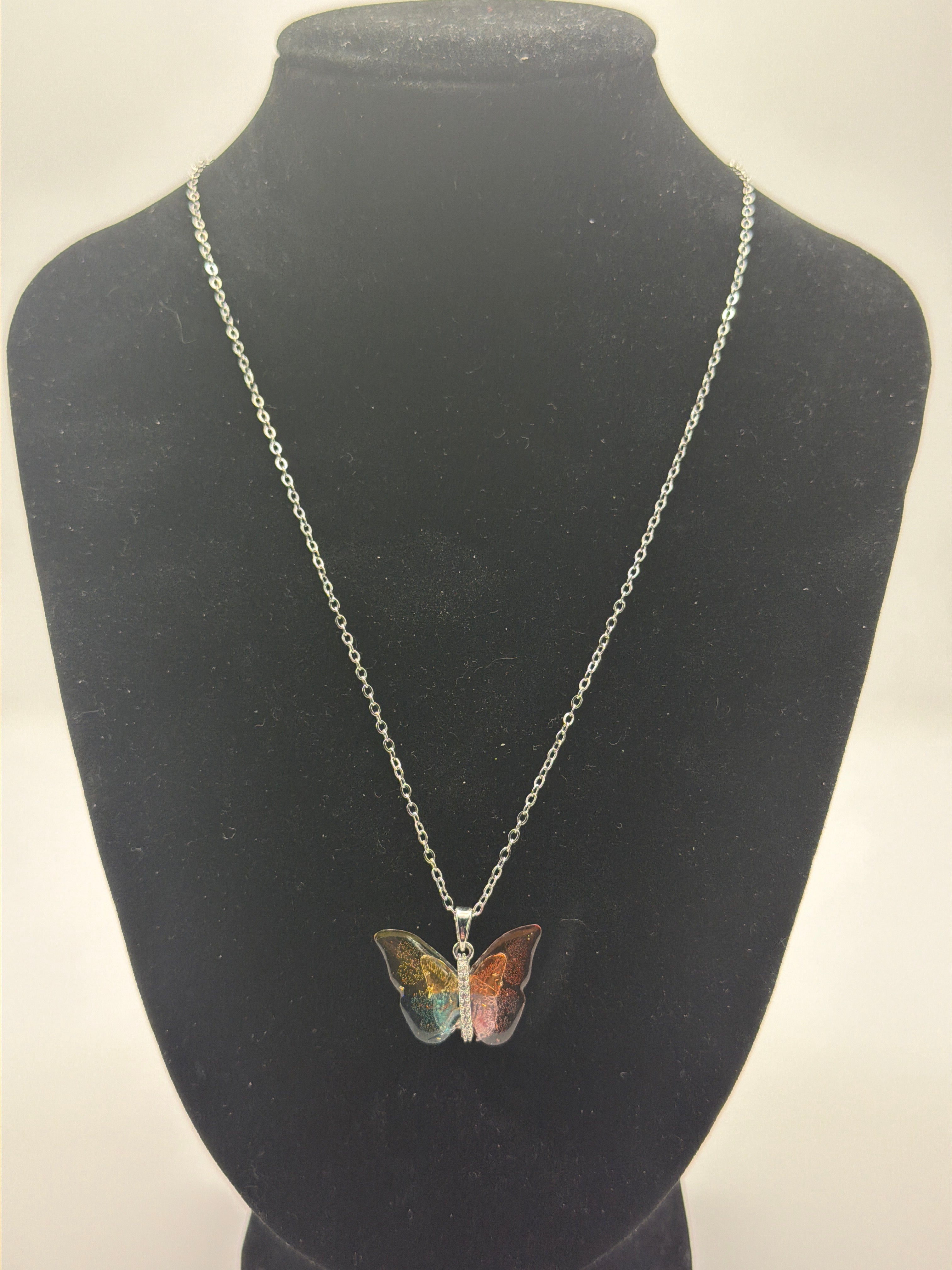 Rainbow Colorful Butterfly Necklace