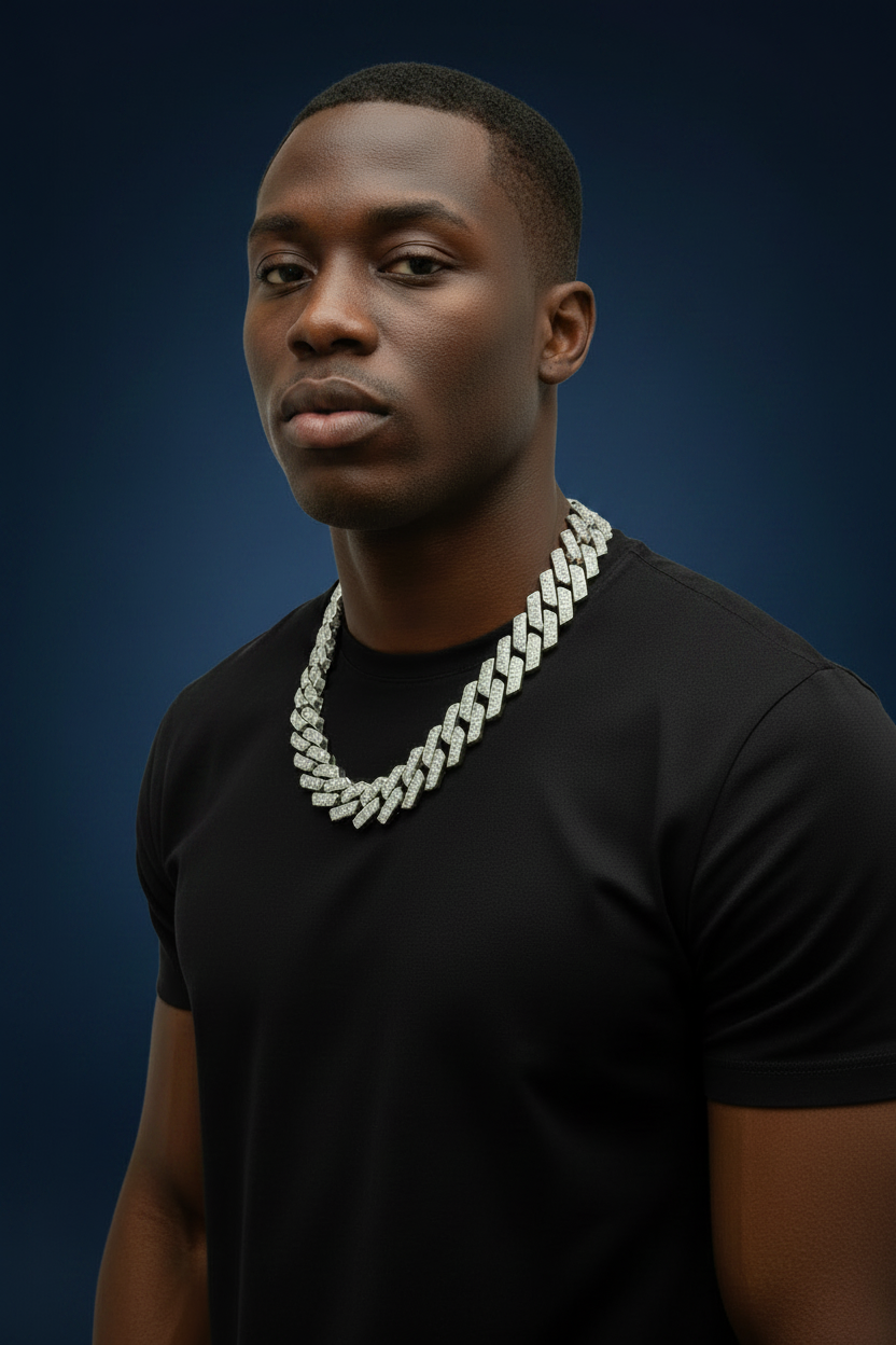 50cm 20mm Silver cuban link chain