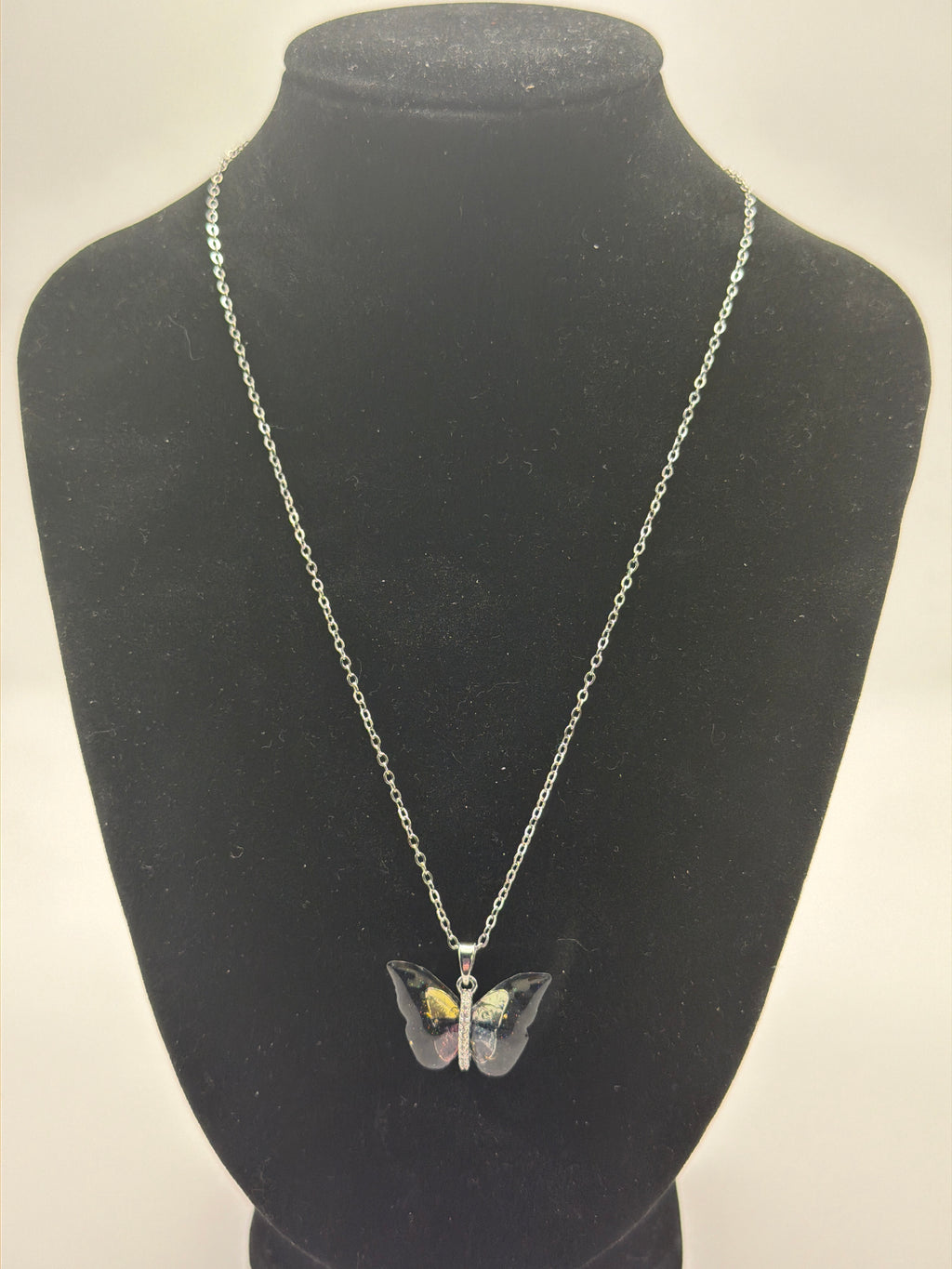 Black Colorful Butterfly Necklace
