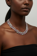 45cm 15mm Pink & Silver Cuban Link Chain