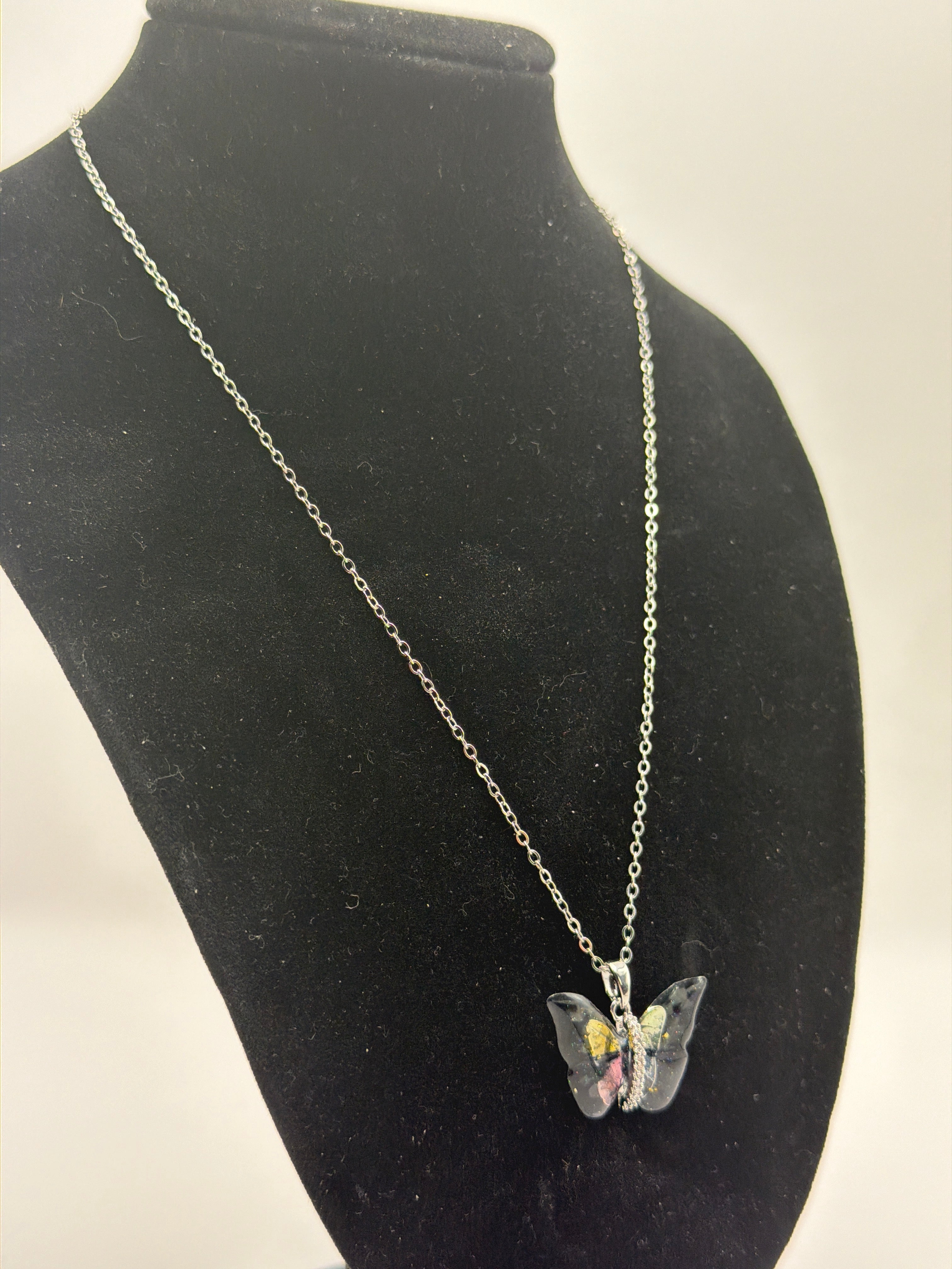 Black Colorful Butterfly Necklace