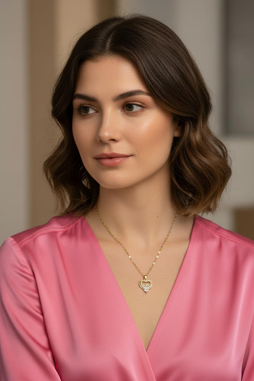 Women's Light Luxury Love Heart Gem Necklace