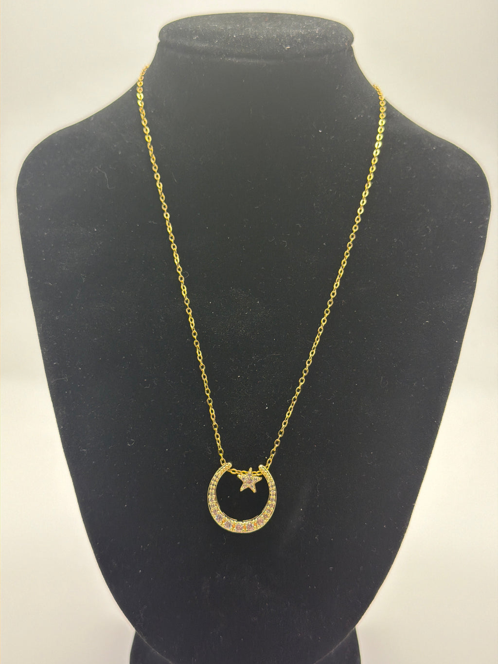 Gold Cool Sun Moon Star Gem's Necklace