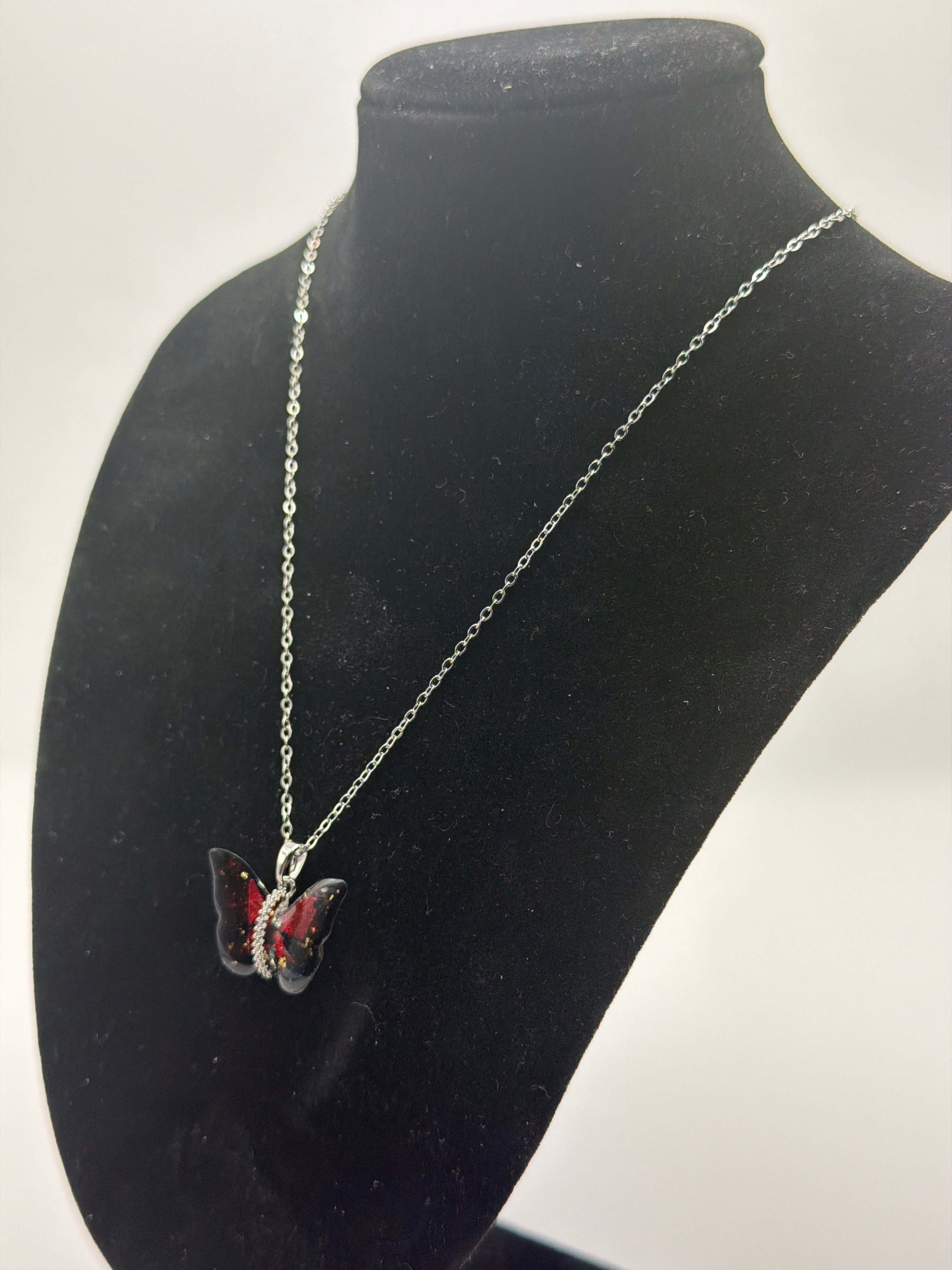 Red Colorful Butterfly Necklace