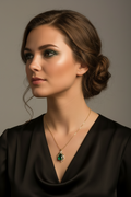 Women's Teardrop Emerald Pendant Gold Necklace