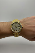 Mens Iced Out Watch Iced Gold Face Gold on Gold